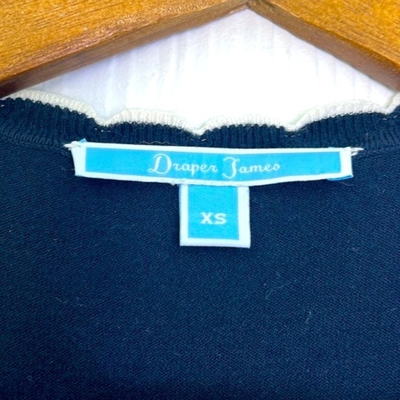 Draper James - Navy Fit & Flare With Scalloped Detail Pleated MIDI Dress Size XS - Picture 9 of 12